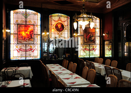 Café Art Nouveau et restaurant Le Falstaff, décoration d'intérieur avec des feux au plomb, le plomb de la pub, centre-ville Banque D'Images