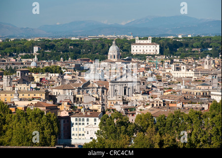 Vue du Gianicolo, le mont Janicule, sur Rome en début de soirée la lumière, Rome, Italie, Europe Banque D'Images