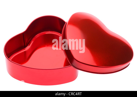 Boîte cadeau en forme de coeur rouge, vide Banque D'Images