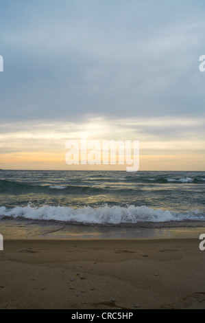 Vagues se brisant sur la plage de sable Banque D'Images