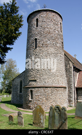 Tour ronde St Marys church Burnham Deepdale Norfolk England UK Banque D'Images