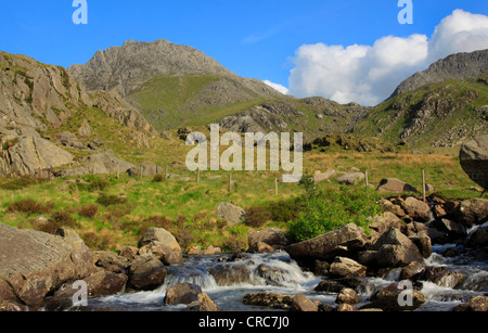 La crête escarpée de l'Ogwen Valley en Tryfan, Parc National de Snowdonia, le Nord du Pays de Galles, de l'Europe Banque D'Images