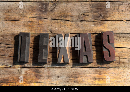 Blocs de bois l'orthographe au Texas Banque D'Images