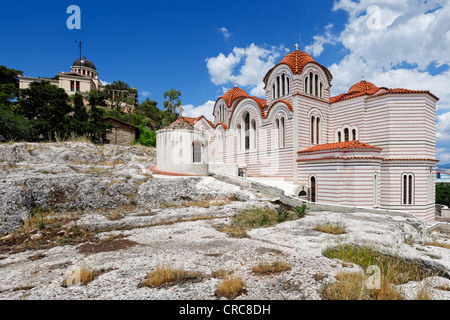 L'impressionnante église de Saint Marina sur la colline des nymphes à Athènes, Grèce Banque D'Images