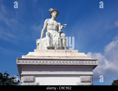 Le zinc statue de Mercure, dieu romain de l'Hermes Grec - dieu du commerce, des voleurs, et voyage dans la mythologie romaine, Copenhague Banque D'Images