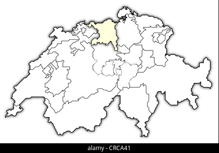 Carte politique de la Suisse avec l'plusieurs cantons où Argovie est mis en évidence. Banque D'Images