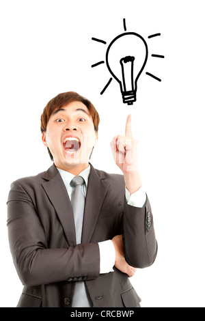 J'ai eu l'idée. businessman avec ampoule et idée concept Banque D'Images