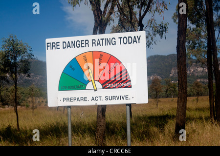 Bush signe d'évaluation du danger d'incendie Carnarvon Gorge National Park Queensland Australie Banque D'Images