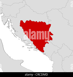 Carte politique de la Bosnie-Herzégovine avec l'plusieurs cantons. Banque D'Images