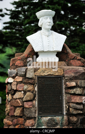 John Cabot buste en mémoire de son débarquement au Cap-Breton en 1497, l'île du Cap-Breton, Nouvelle-Écosse, Canada, Amérique du Nord Banque D'Images