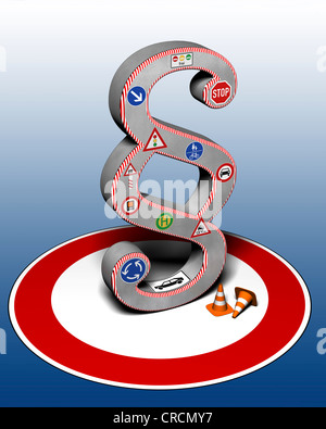 Signe de la circulation, section sign, illustration, image symbolique pour le droit de la circulation routière