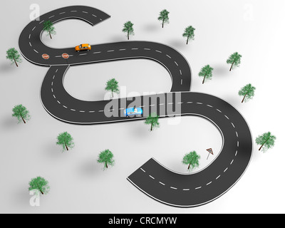Les voitures sur une route, en forme de l'article signe, illustration, image symbolique pour le droit de la circulation routière
