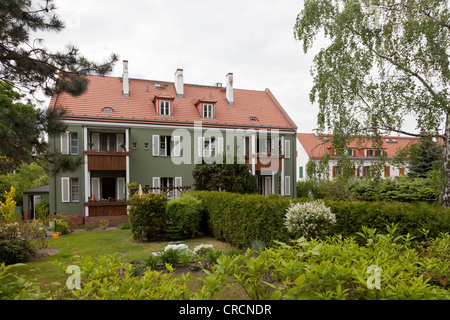 Gartenstadt Falkenberg Housing Estate, également connu comme Tuschkastensiedlung, construit entre 1913 et 1934 par l'architecte Bruno Taut, Banque D'Images