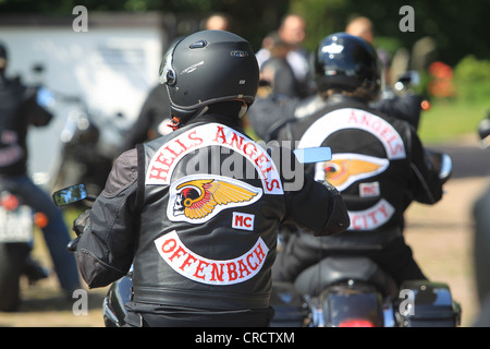 Membres des Hells Angels, des funérailles d'un membre décédé, Koblenz, Rhénanie-Palatinat Banque D'Images