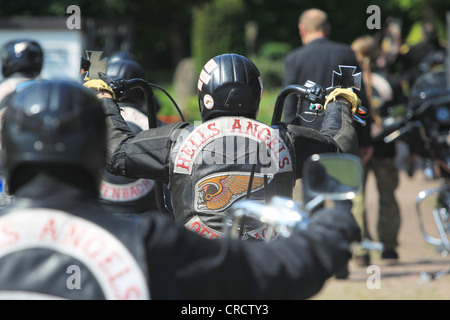 Membres des Hells Angels, des funérailles d'un membre décédé, Koblenz, Rhénanie-Palatinat Banque D'Images