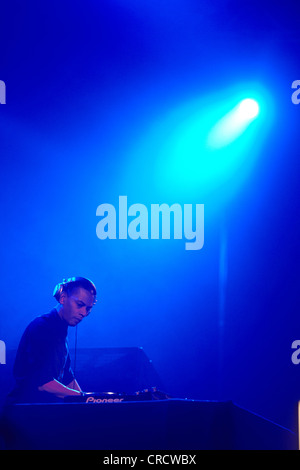 DJ Jeff Mills, festival techno Mayday 2011 dans la Westfalenhalle Dortmund lieu, Dortmund, Rhénanie du Nord-Westphalie Banque D'Images