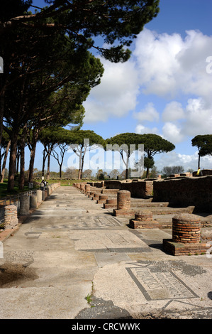 Italie, Rome, Ostia Antica, Piazzale delle Corporazioni, mosaïques Banque D'Images