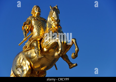 Goldener Reiter, cavalier d'or, statue équestre d'août la forte à Dresde, Saxe, Allemagne, Europe Banque D'Images