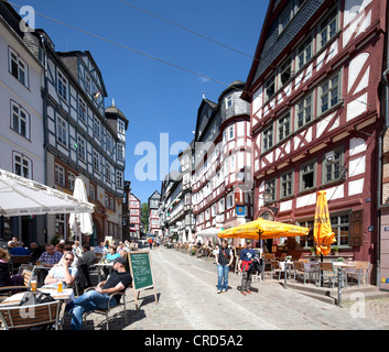 Maisons à colombages dans le centre ville historique, Marburg, Hesse, Germany, Europe, PublicGround Banque D'Images