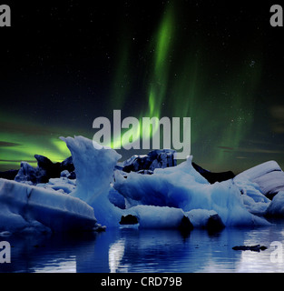 Le lac glaciaire Joekulsarlon et Vatnajoekull, Islande, Europe Banque D'Images