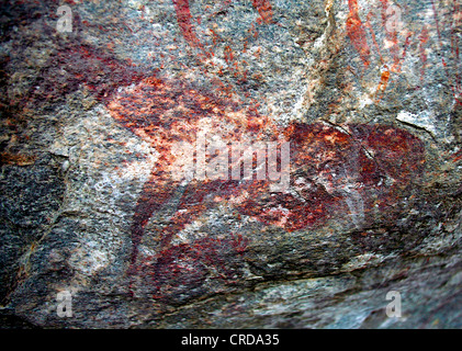 Une peinture rupestre à Kolo, LE NORD DE LA TANZANIE. Une série de peintures rupestres à Kolo, LE NORD DE LA TANZANIE, pourrait être le plus ancien de "l'ART Banque D'Images