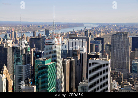 Vue nord de l'Empire State Building sur le Times Square et Midtown, USA, New York, Manhattan Banque D'Images