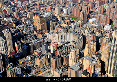 Vue depuis l'Empire State Building sur Midtown Sud, USA, New York, Manhattan Banque D'Images