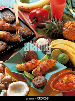 Bananes avec trempette à l'ananas, Venezuela. Banque D'Images