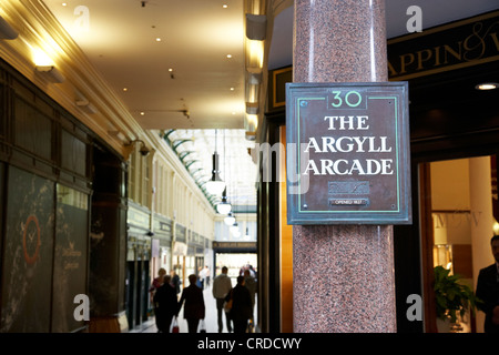 L'Argyll Arcade Arcade victorienne boutiques bijoutiers surtout glasgow scotland uk Banque D'Images