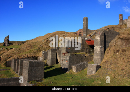 La carrière abandonnée et le fonctionnement des bâtiments sur le Titterstoone Clee Hill, Shropshire, Angleterre, Europe Banque D'Images