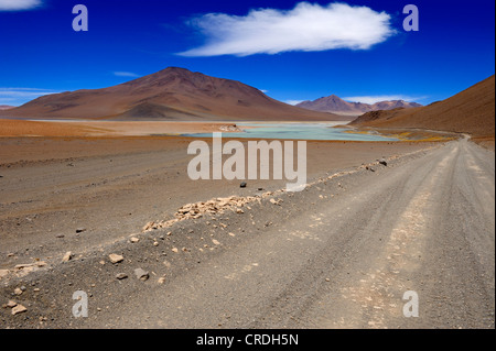 Désert d'Atacama avec Laguna Blanca et nuages dans le ciel, Uyuni, Bolivie, Amérique du Sud Banque D'Images