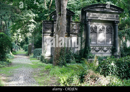 Tombes dans le vieux cimetière juif de Breslau, Wroclaw, Pologne, Europe Banque D'Images