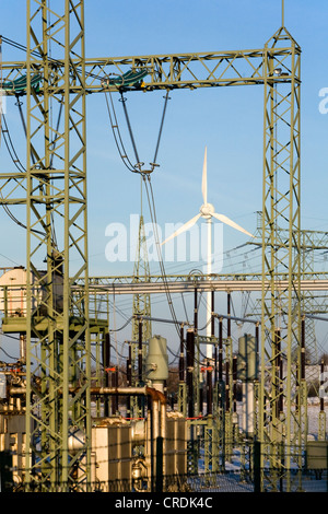 Bertikow poste de transformation et d'éoliennes ENERTRAG AG dans la région du nord de l'Uckermark, l'électricité produite à l'échelle régionale Banque D'Images