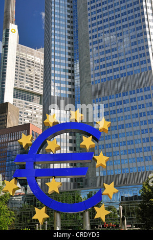 Symbole de l'euro, symbole monétaire, Banque centrale européenne, BCE, Frankfurt am Main, Hesse, Germany, Europe, PublicGround Banque D'Images