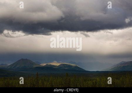 Paysage à la rivière Matanuska River avec King Mountain, Alaska, USA Banque D'Images