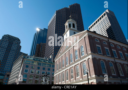 Bâtiment historique, Faneuil Hall, Quincy Market, des gratte-ciels du quartier financier, Boston Freedom Trail, le centre Banque D'Images