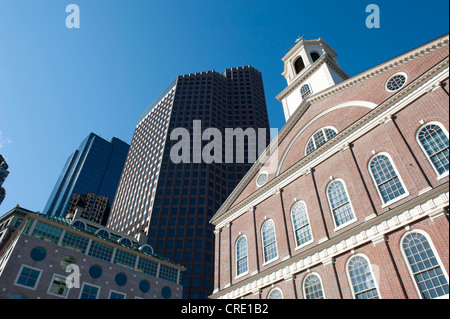 Bâtiment historique, Faneuil Hall, Quincy Market, des gratte-ciels du quartier financier, Boston Freedom Trail, le centre Banque D'Images