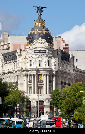 Bâtiment, Edificio Metrópolis Metropolis, sur l''avenue Gran Vía, Madrid, Spain, Europe Banque D'Images
