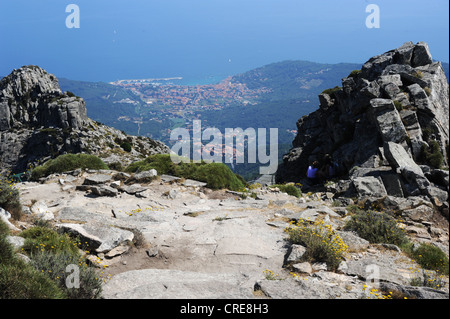 Les sentiers de randonnée du Monte Capanne sur l'île d'Elbe, Italie Banque D'Images