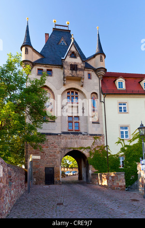 Milieu porte au château Albrechtsburg () du côté ville - Meissen, Saxe, Allemagne, Europe Banque D'Images