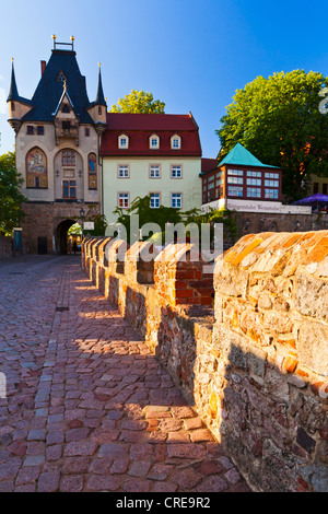 Milieu porte au château Albrechtsburg () du côté ville - Meissen, Saxe, Allemagne, Europe Banque D'Images