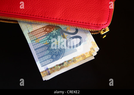 L'euro dans un sac à main rose Banque D'Images