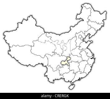 Carte politique de la Chine avec les diverses provinces où Chongqing est en surbrillance. Banque D'Images