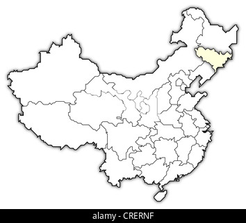 Carte politique de la Chine avec les diverses provinces où Jilin est mis en évidence. Banque D'Images