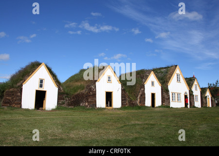 Huttes de terre à Laufas , Islande Banque D'Images