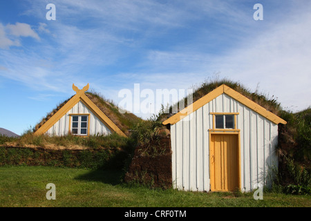 Huttes de terre à Laufas , Islande Banque D'Images