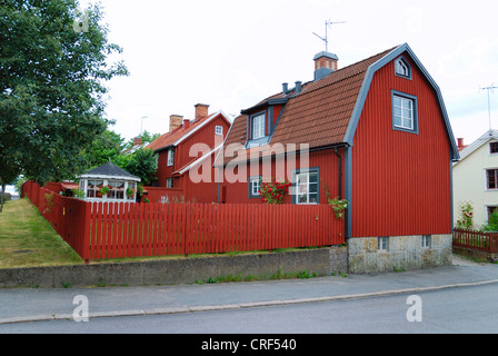 Maisons en bois rouge, Suède, Pays-Bas, Vimmerby Banque D'Images