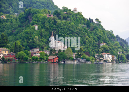 Oria,côté lac paisible village, près de la tête du lac, populaire en été, randonnées, pêche, navigation Lac de Lugano, Italie Banque D'Images