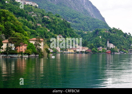 Oria,côté lac paisible village, près de la tête du lac, populaire en été, randonnées, pêche, navigation Lac de Lugano, Italie Banque D'Images