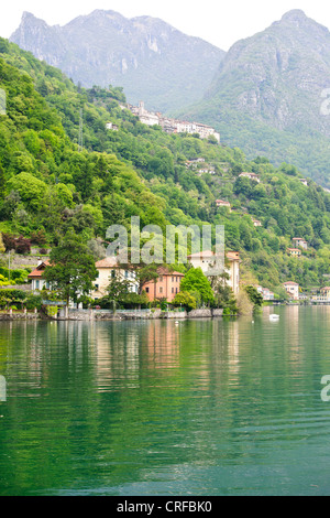 Oria,côté lac paisible village, près de la tête du lac, populaire en été, randonnées, pêche, navigation Lac de Lugano, Italie Banque D'Images